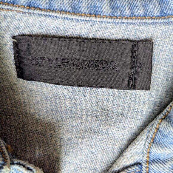 STYLENANDA Women's Denim Jean Jacket with Knit Sleeves Size F (Free), Fits S/M/L - Picture 10 of 10